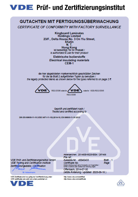 VDE Certificate